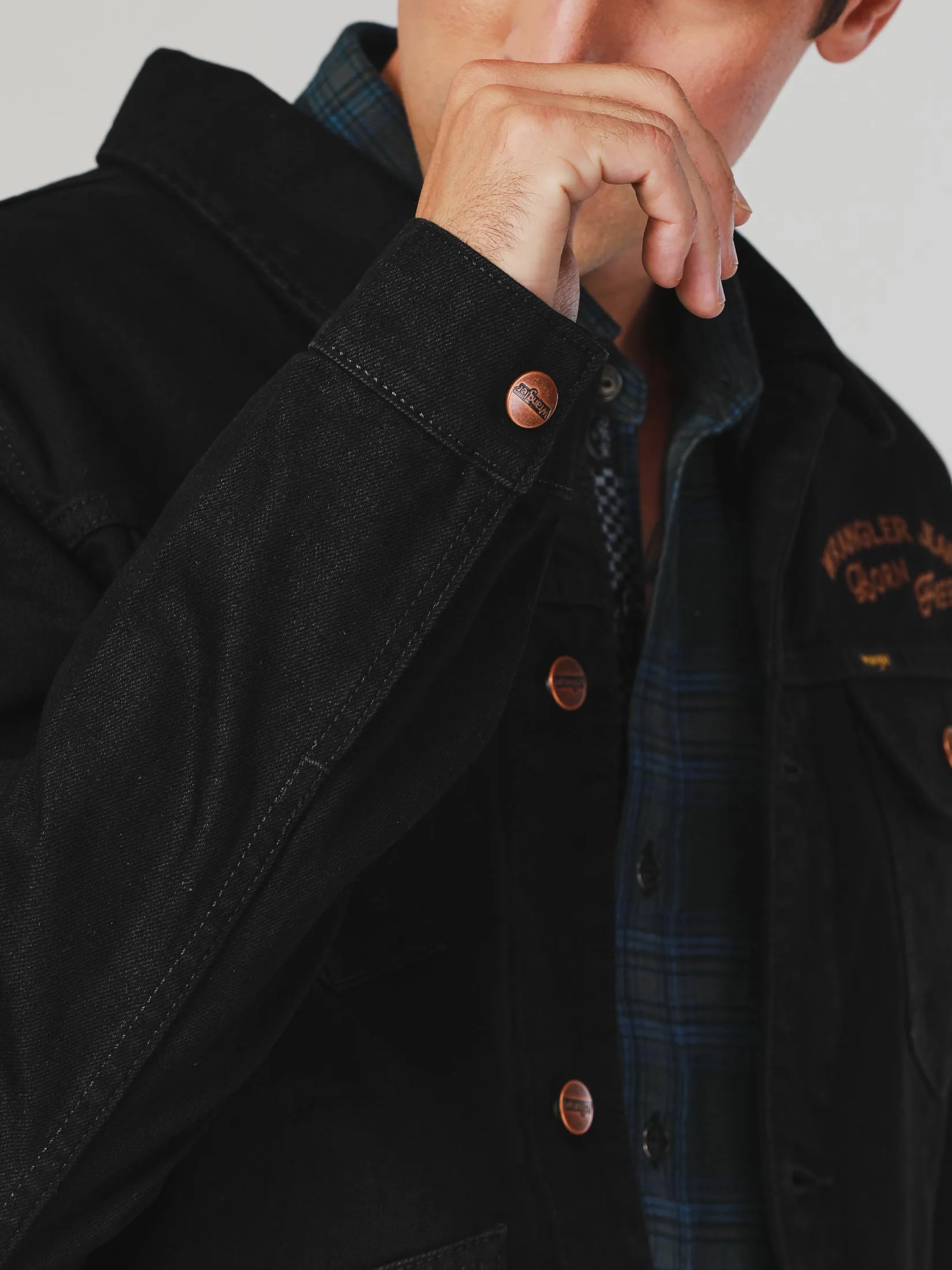 เสื้อแจ็คเก็ตผู้ชาย คอลเลคชั่น Biker ทรงตรง สีดำ