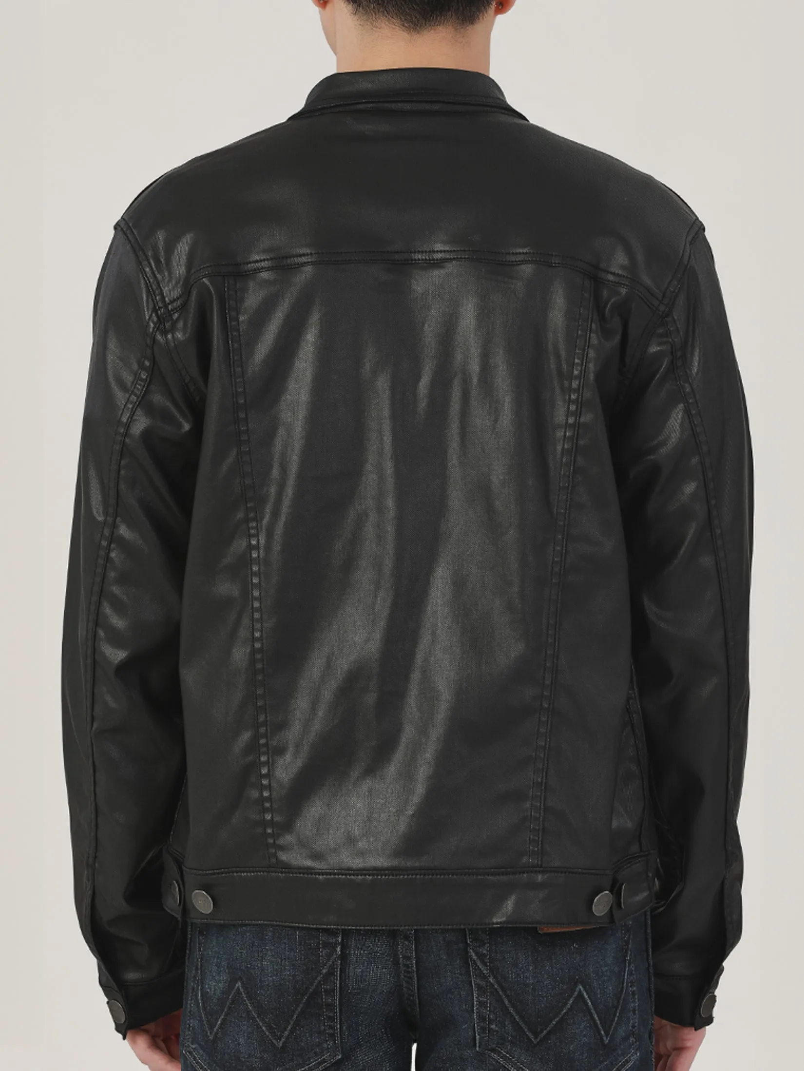 เสื้อแจ็คเก็ตผู้ชาย คอลเลคชั่น BIKER ทรงตรง สีดำ