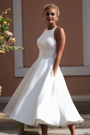 A-line Bride Summer Wedding Dresses with Pockets