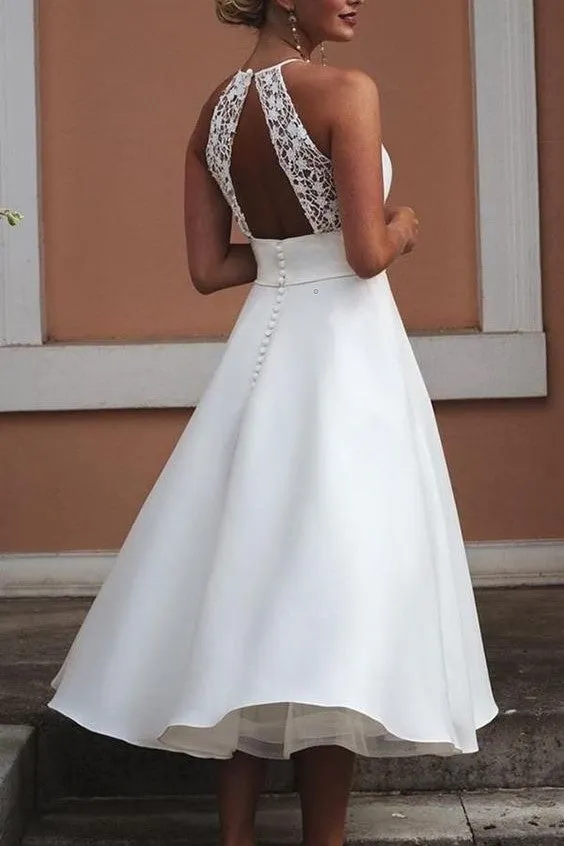A-line Bride Summer Wedding Dresses with Pockets
