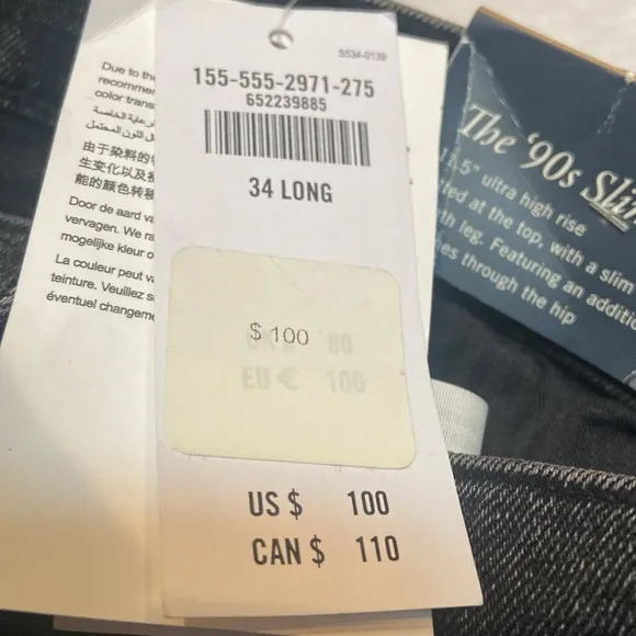 ABERCROMBIE &amp; FITCH NWT size 34 18L Slim Straight Ultra High Rise Black Jeans