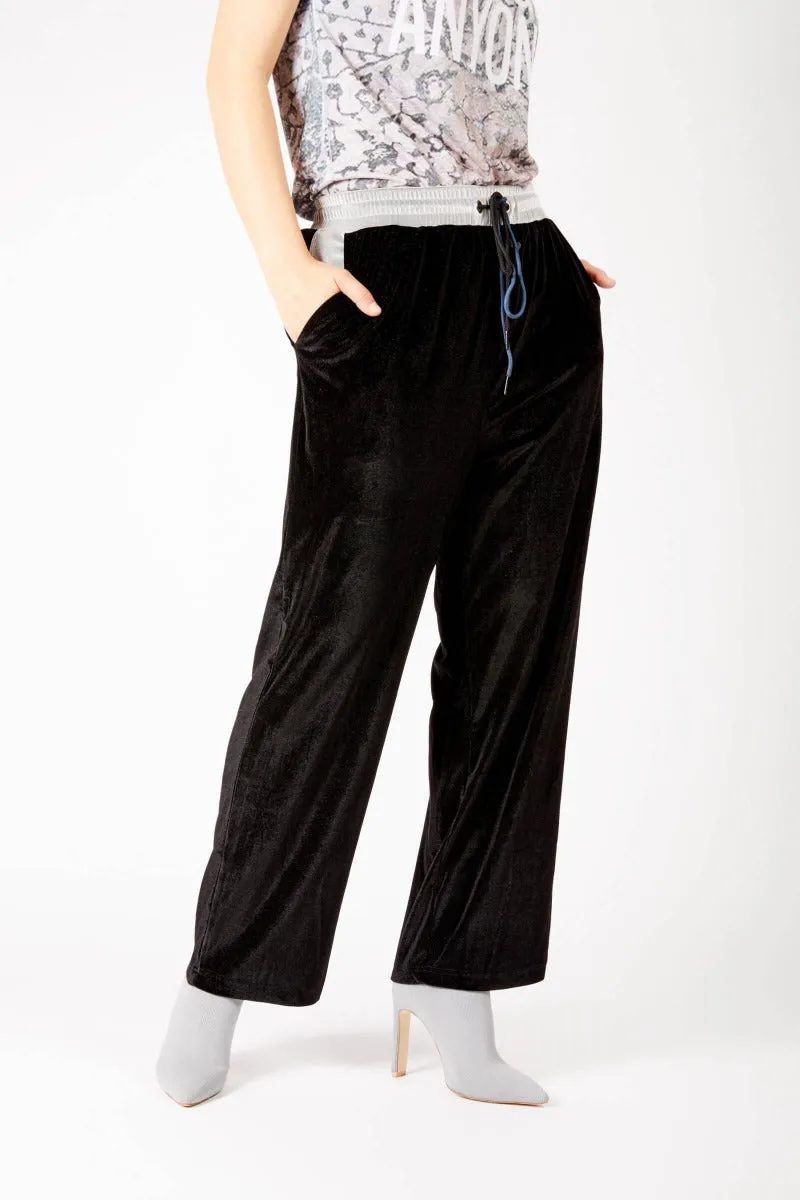 Adrian Schachter Black Velvet Tracksuit Trousers