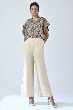 Ajrakh Printed Beige Jumpsuit