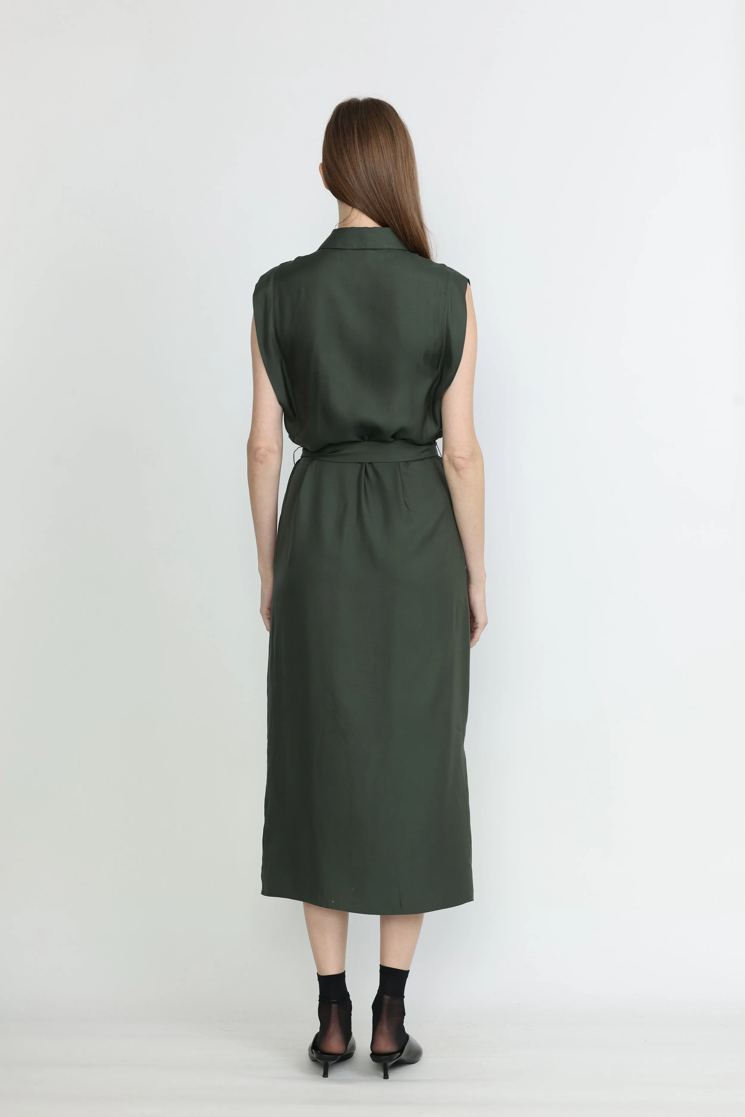 Albany Dress - Midi shirt dress in petrol green