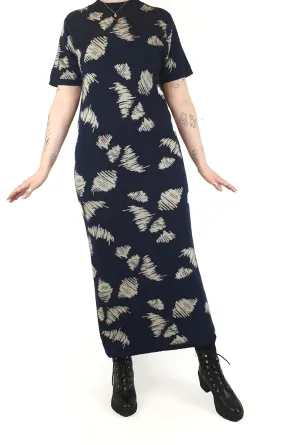 Alpha 60 navy and white 100% wool knit maxi dress size M