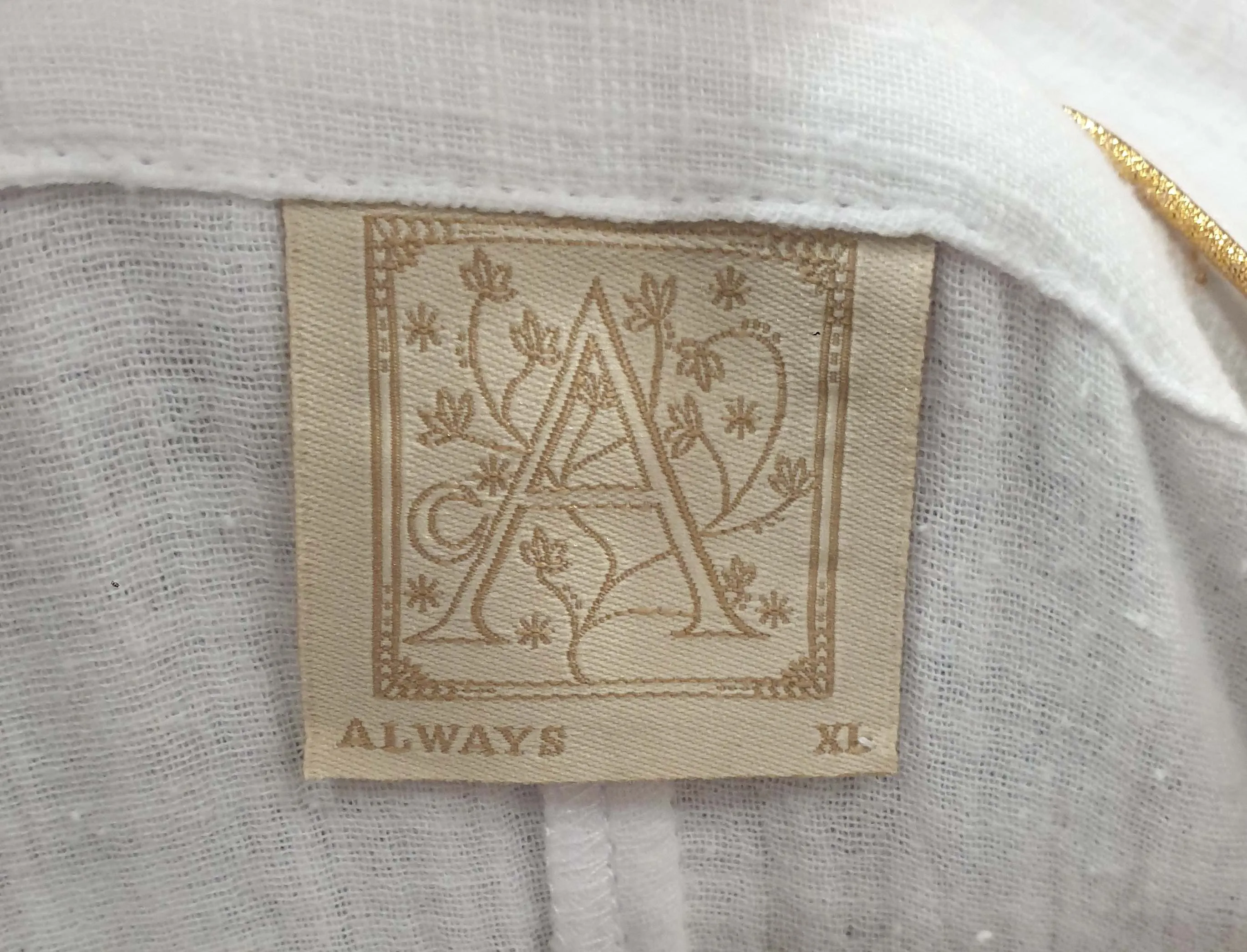 Always brand white cotton long sleeve dress size XL
