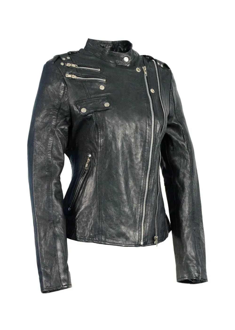 Always Somewhere Black Leather Motorcycle Jacket