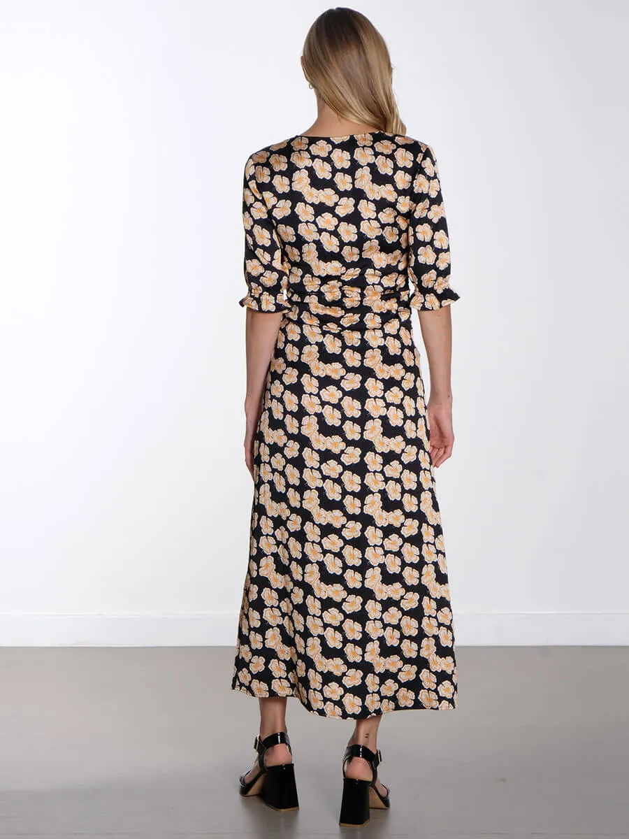 Ammy Dress - Orange Hawaii Flower