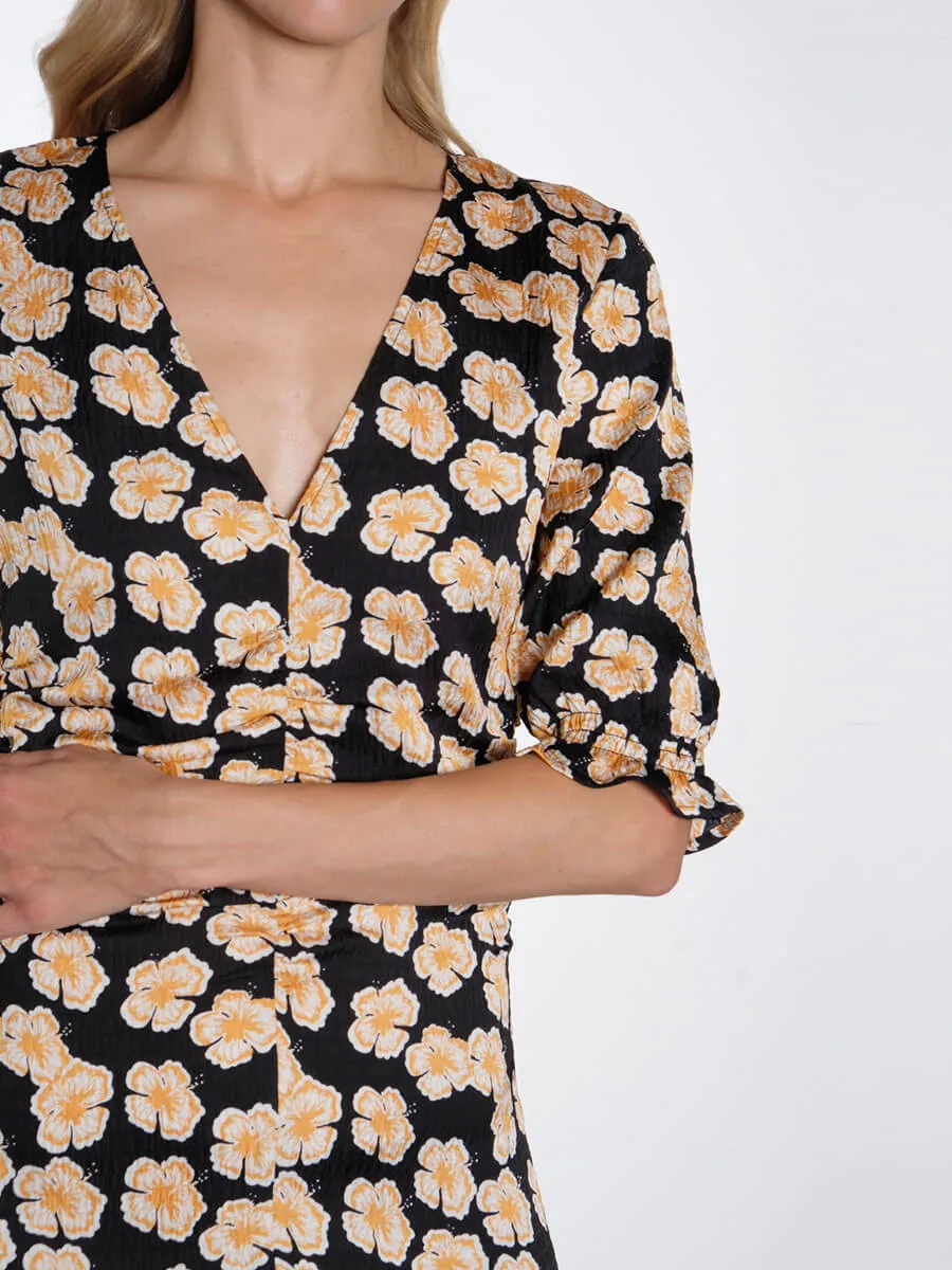 Ammy Dress - Orange Hawaii Flower