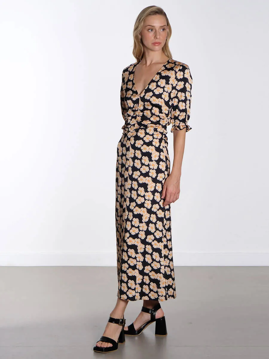 Ammy Dress - Orange Hawaii Flower