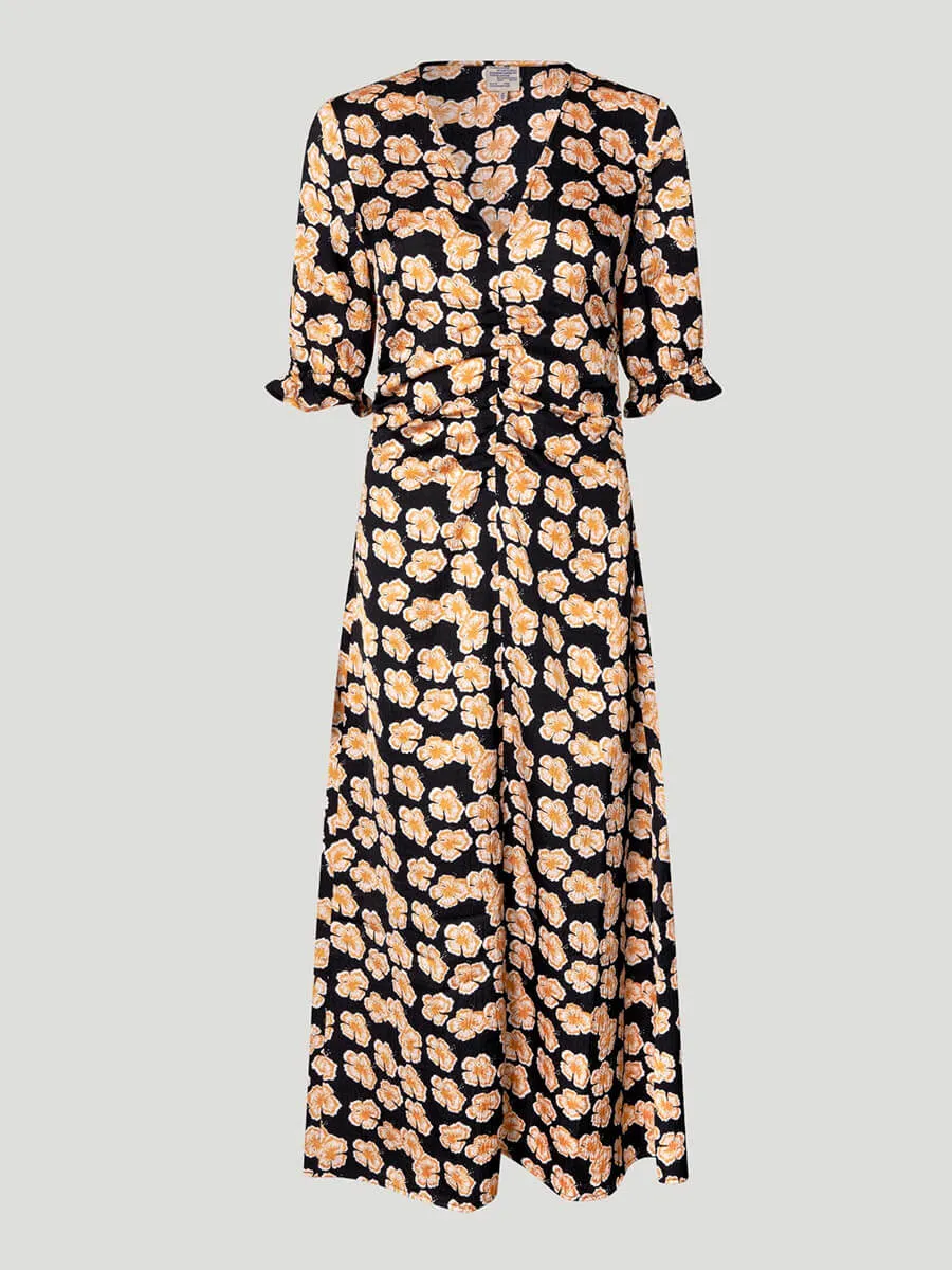 Ammy Dress - Orange Hawaii Flower
