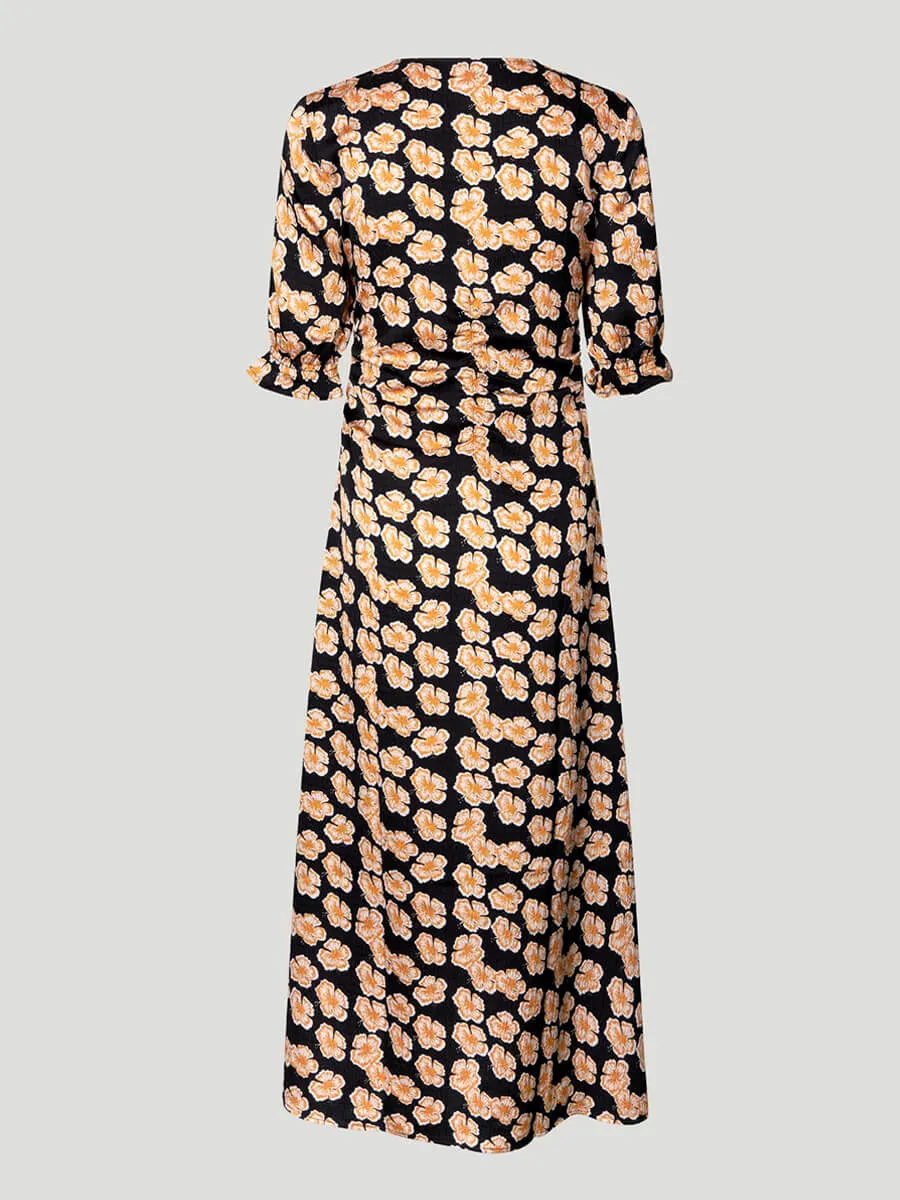 Ammy Dress - Orange Hawaii Flower
