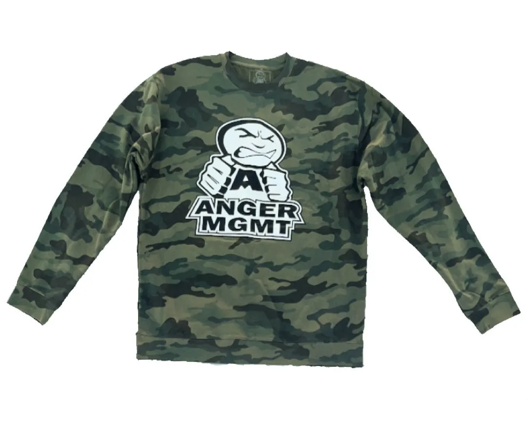 ANGER MGMT NO BOX Logo Crewneck sweatshirt | Camo | Mens