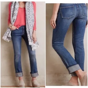 ANTHROPOLOGIE Pilcro Slim Straight Ankle Jeans Petite 24 Selvedge New NWT ANTHRO