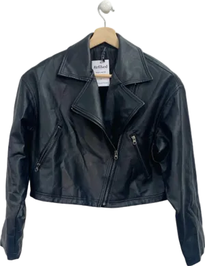 AsYou Black Faux Leather Biker Jacket UK 10