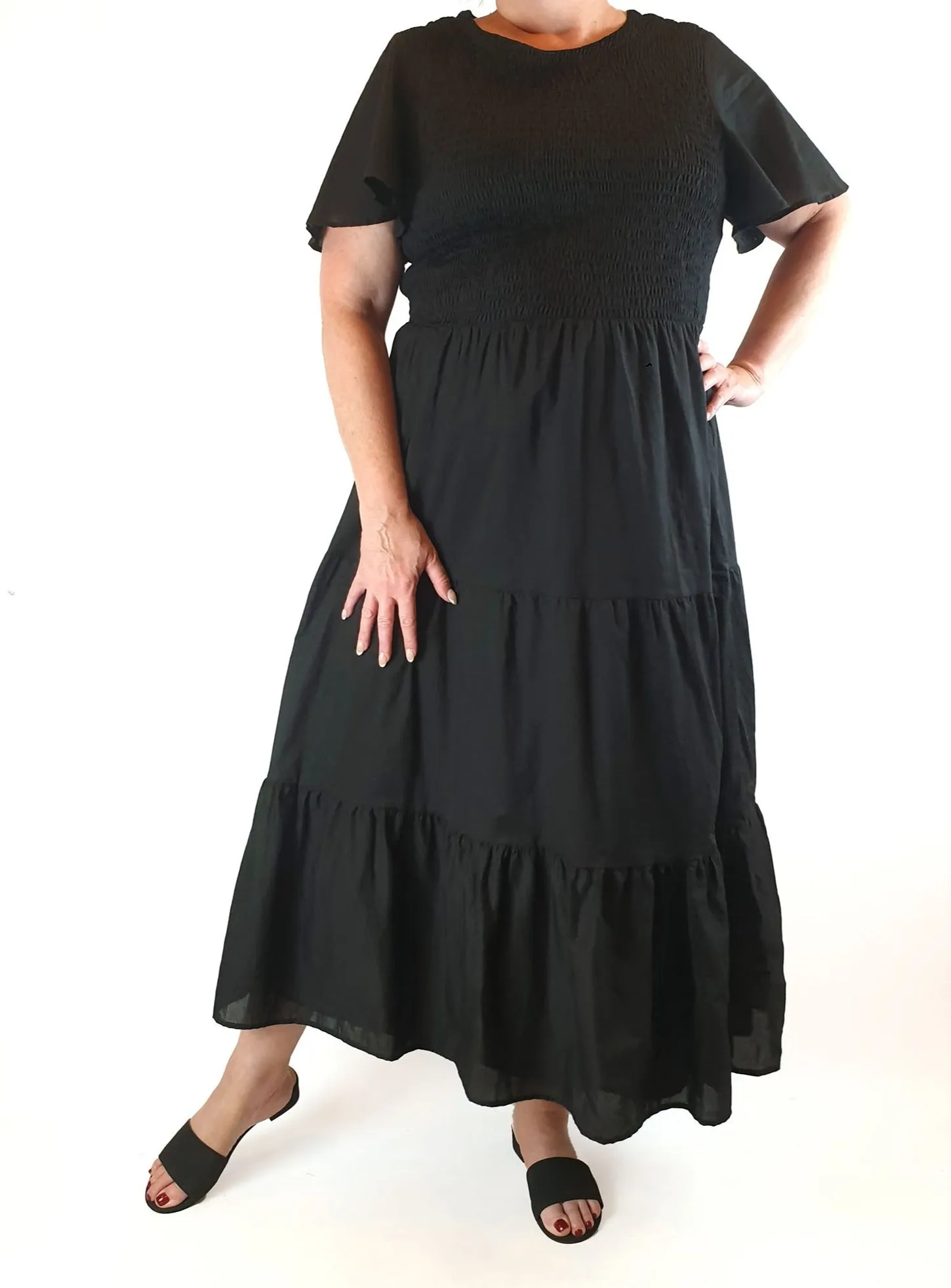 Atmos & Here black cotton maxi dress size 20