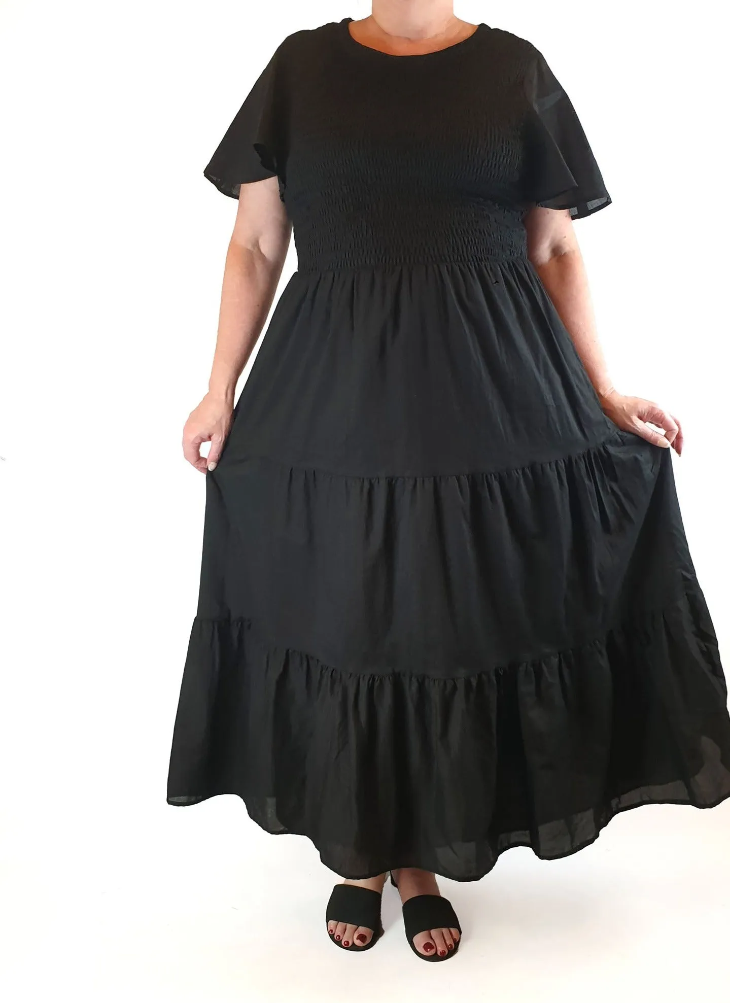 Atmos & Here black cotton maxi dress size 20