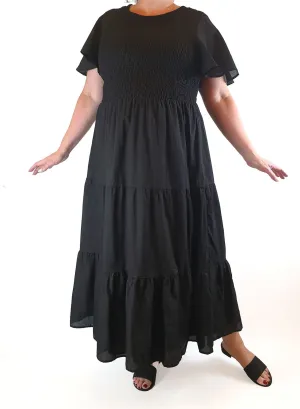 Atmos & Here black cotton maxi dress size 20