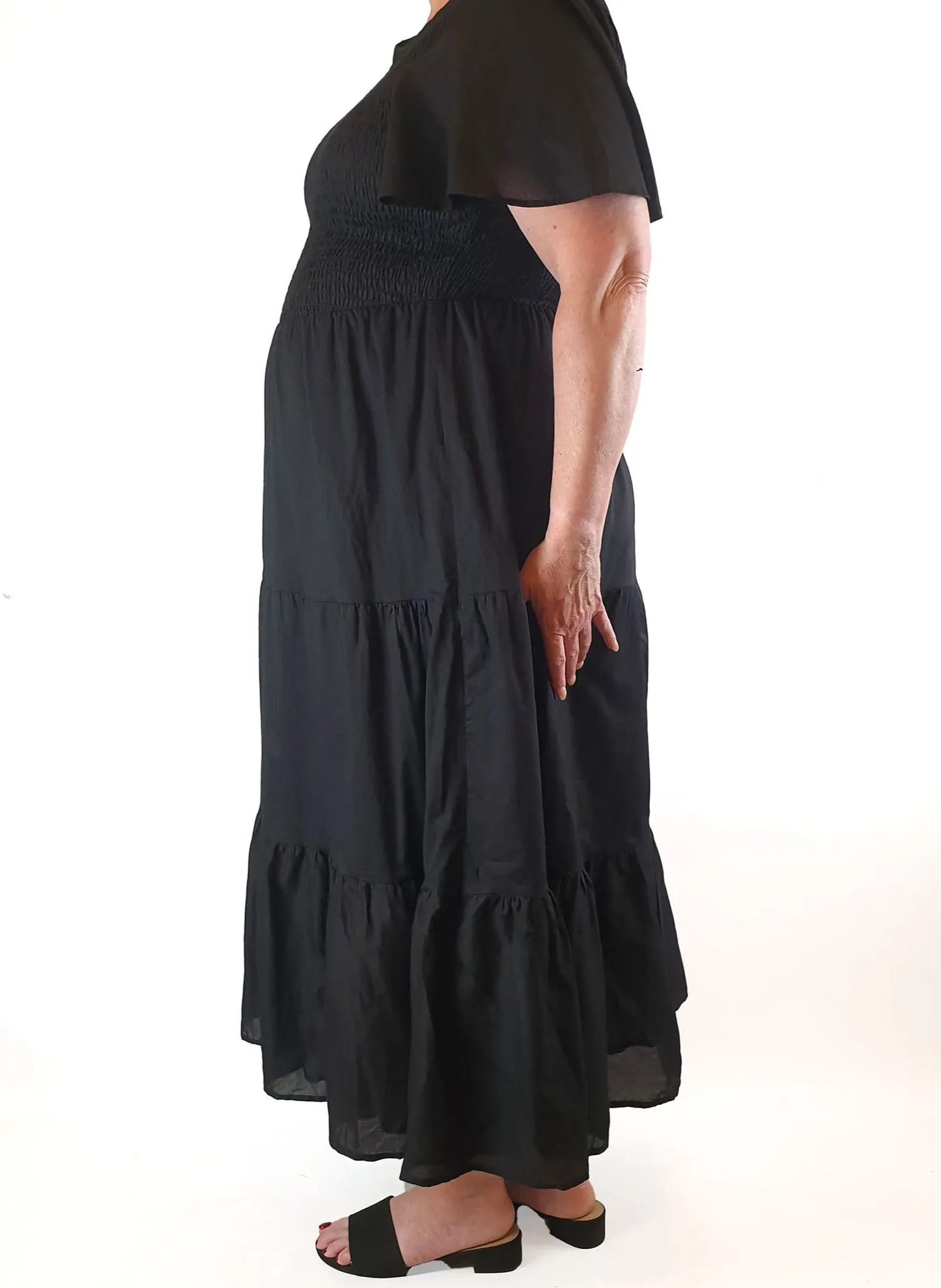 Atmos & Here black cotton maxi dress size 20