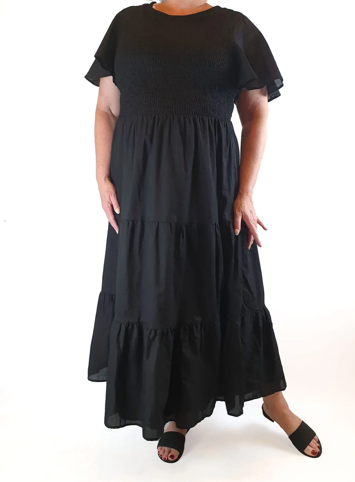 Atmos & Here black cotton maxi dress size 20