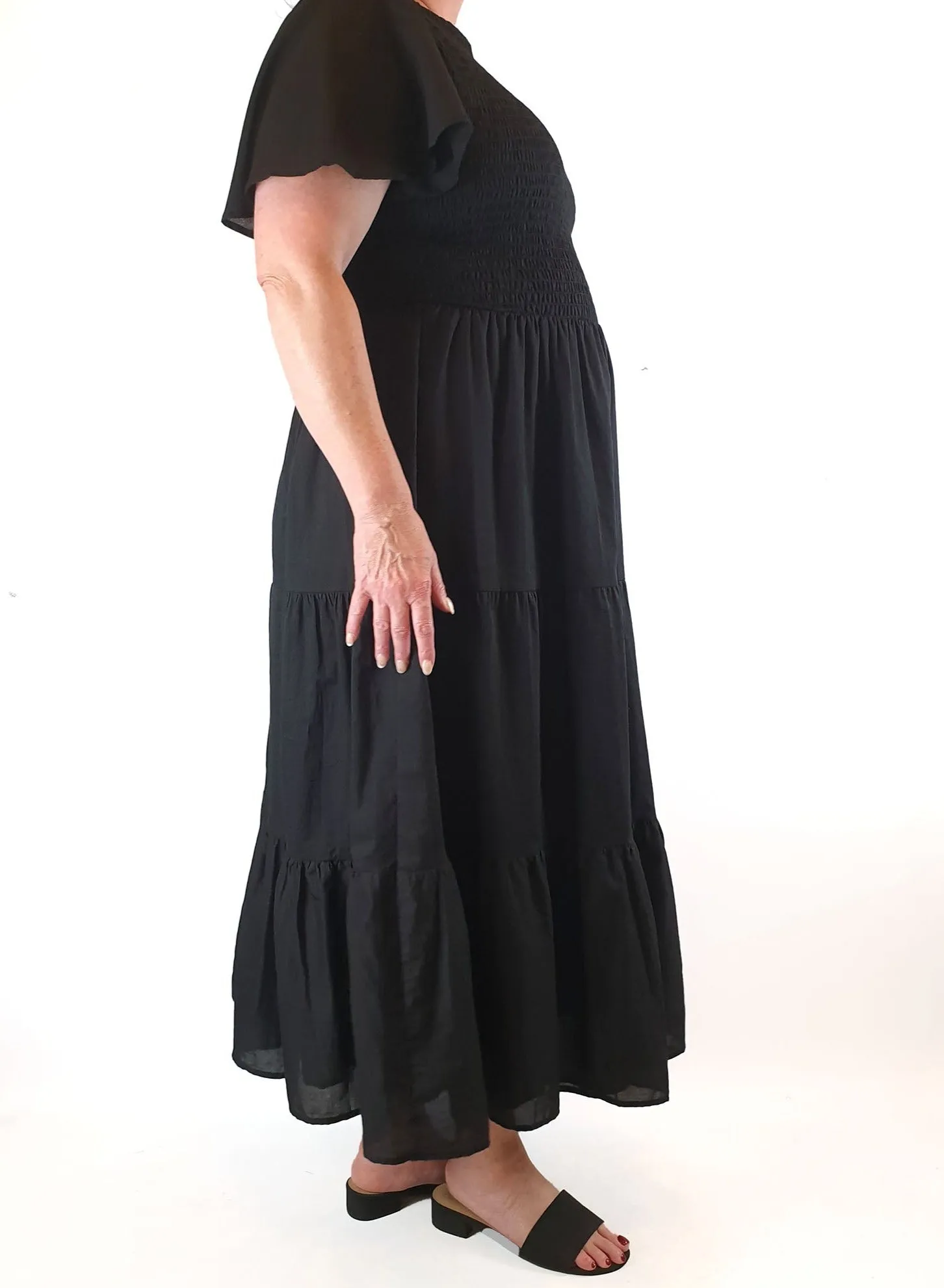 Atmos & Here black cotton maxi dress size 20
