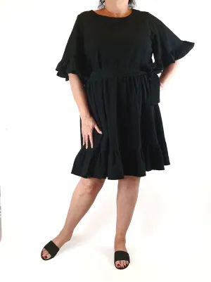 Atmos & Here black cotton mini dress size 18 (as new with tags)