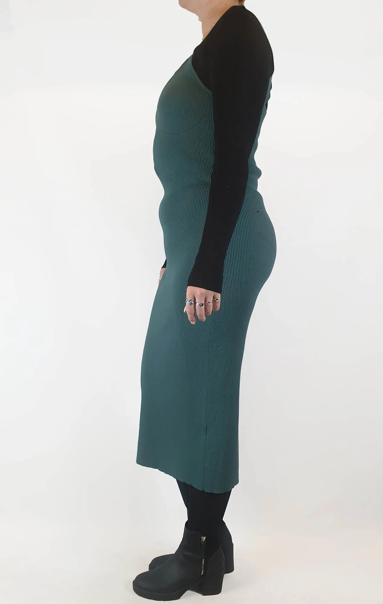 Atmos & Here dark green knit sleeveless dress size 14