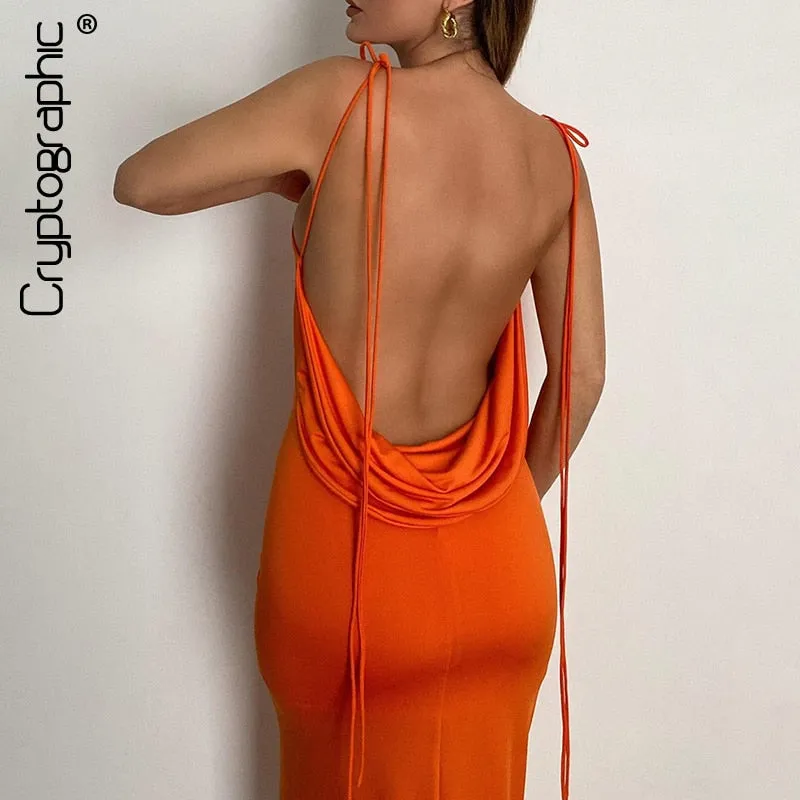 Backless Draped Maxi Dresses