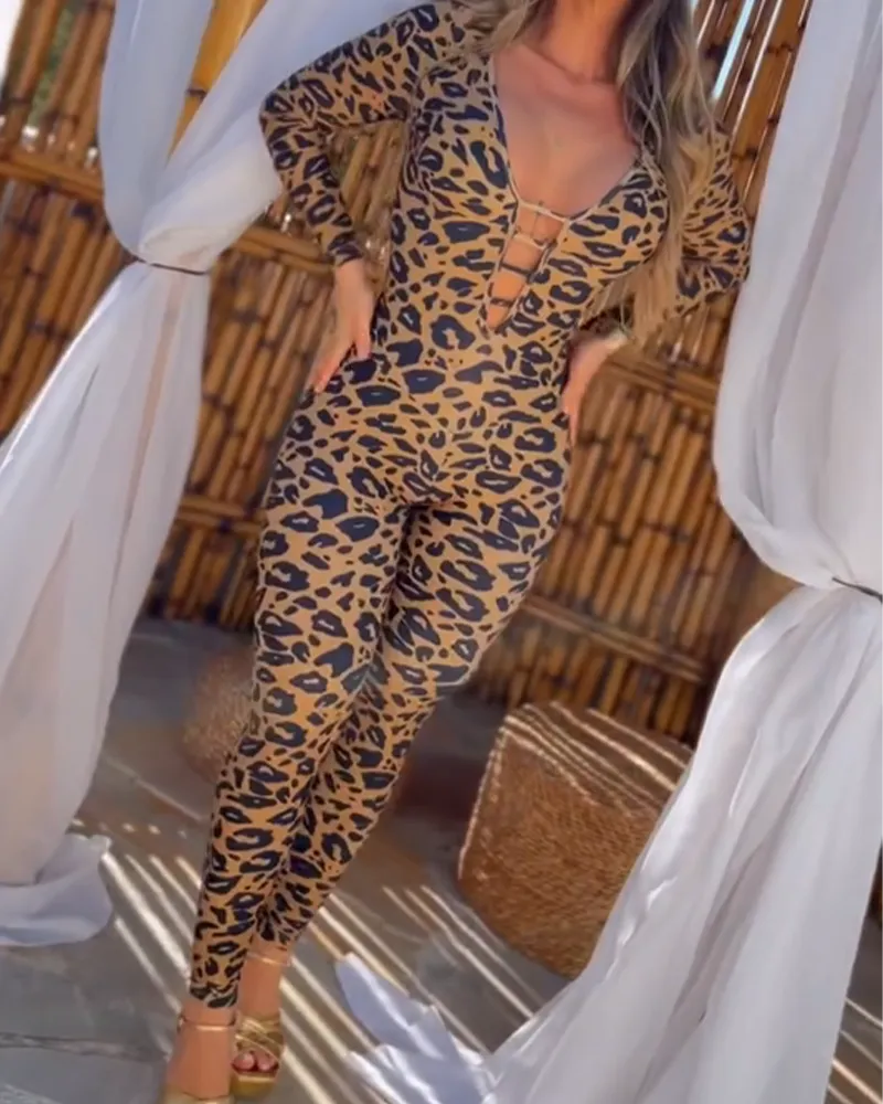 Backless Leopard Print Jumpsuit (Pre-Sale)