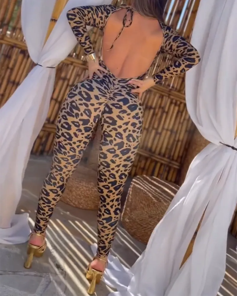 Backless Leopard Print Jumpsuit (Pre-Sale)