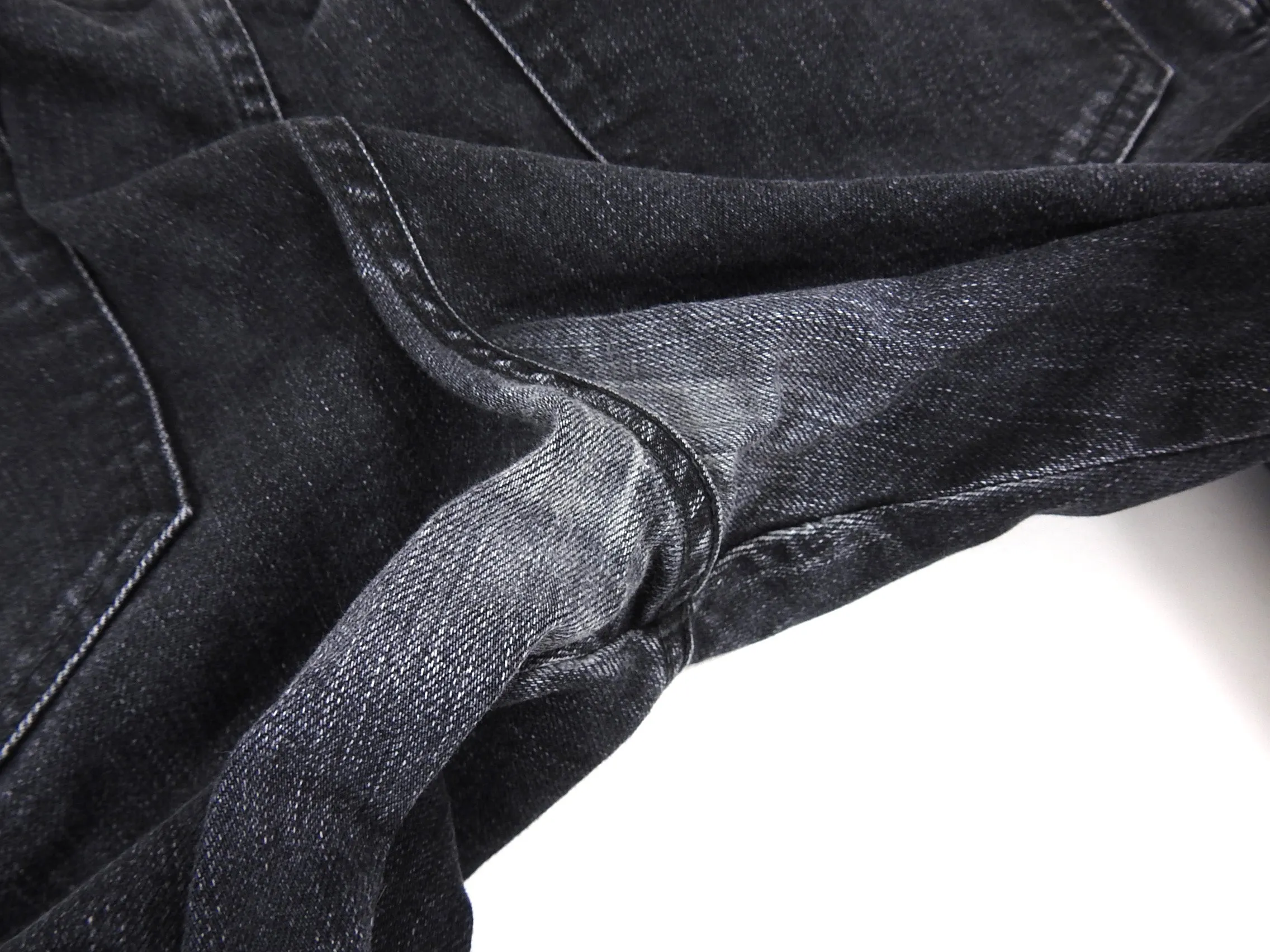 Balmain Black Slim Biker Ribbed Denim Jeans - 34