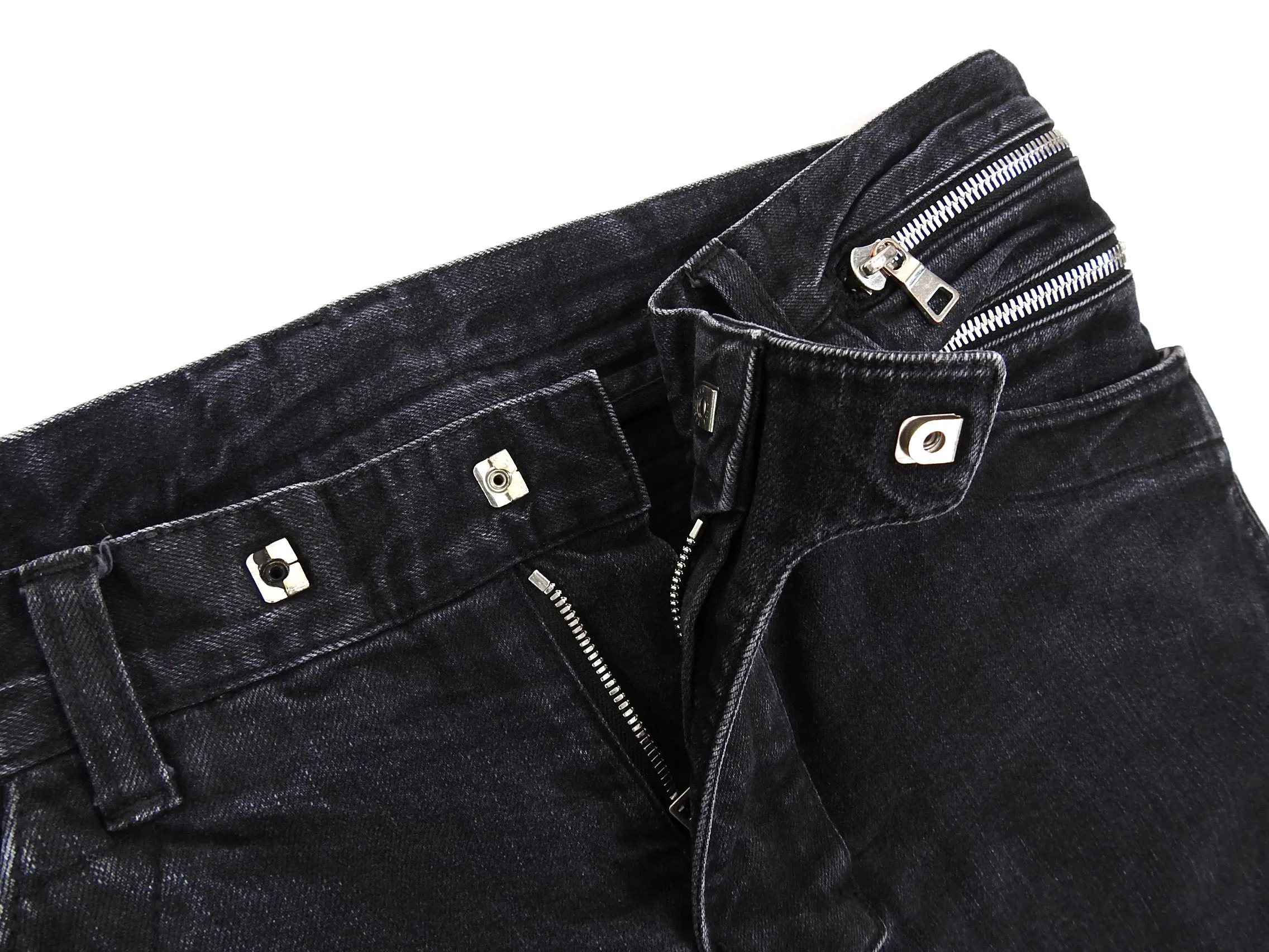 Balmain Black Slim Biker Ribbed Denim Jeans - 34