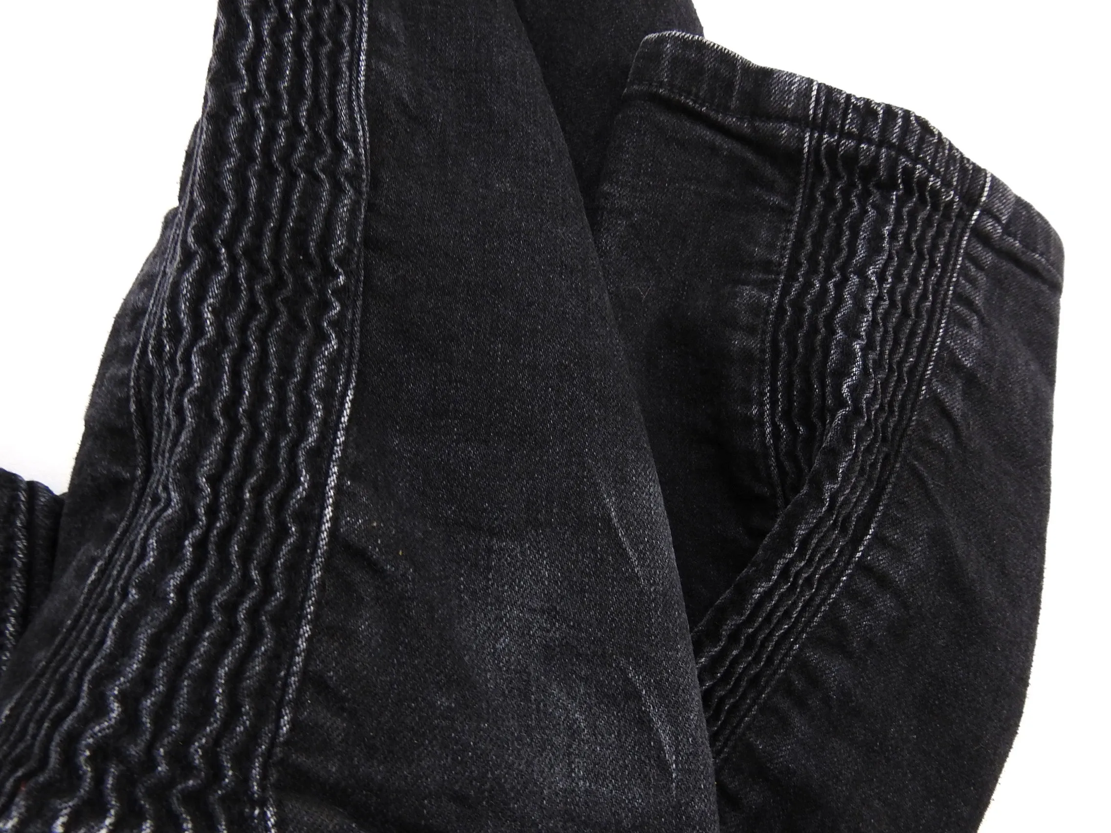 Balmain Black Slim Biker Ribbed Denim Jeans - 34