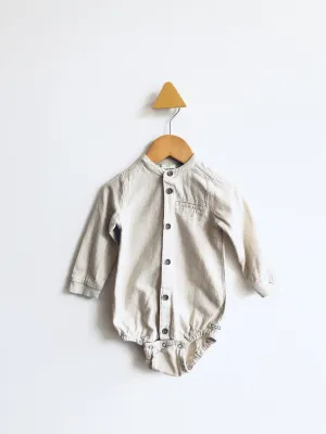Band Collar Cotton Onesie // 12M