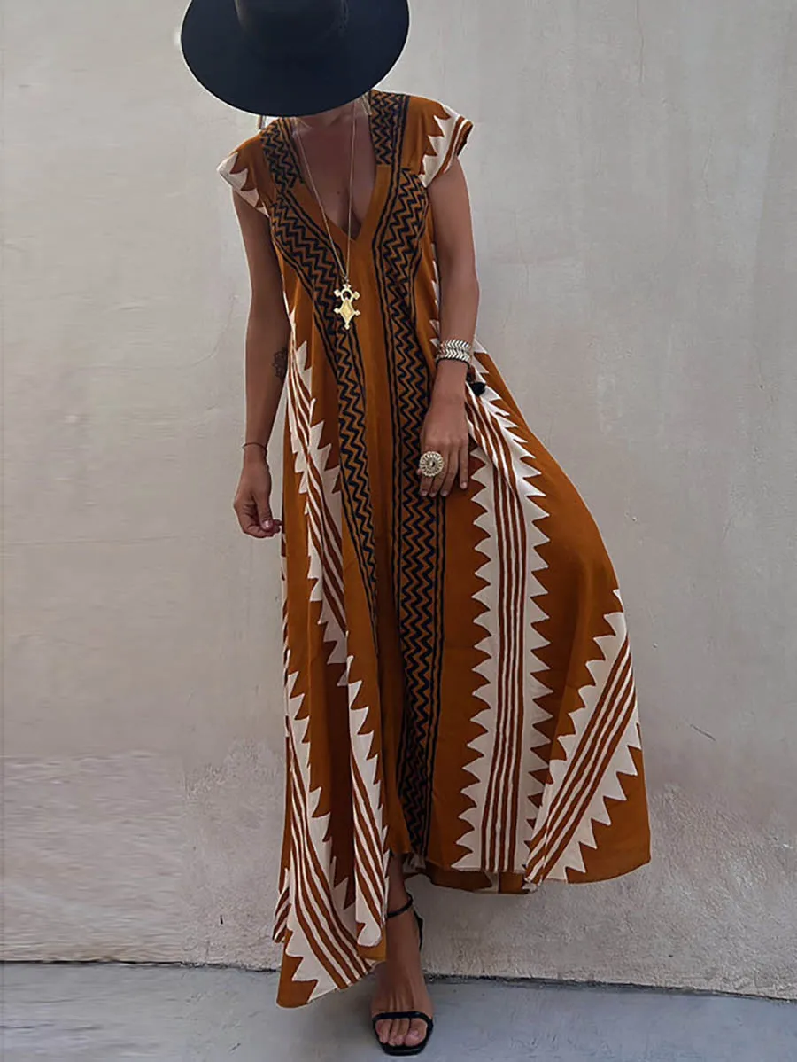 Beach Dates Ethnic Print A-line Maxi Dress