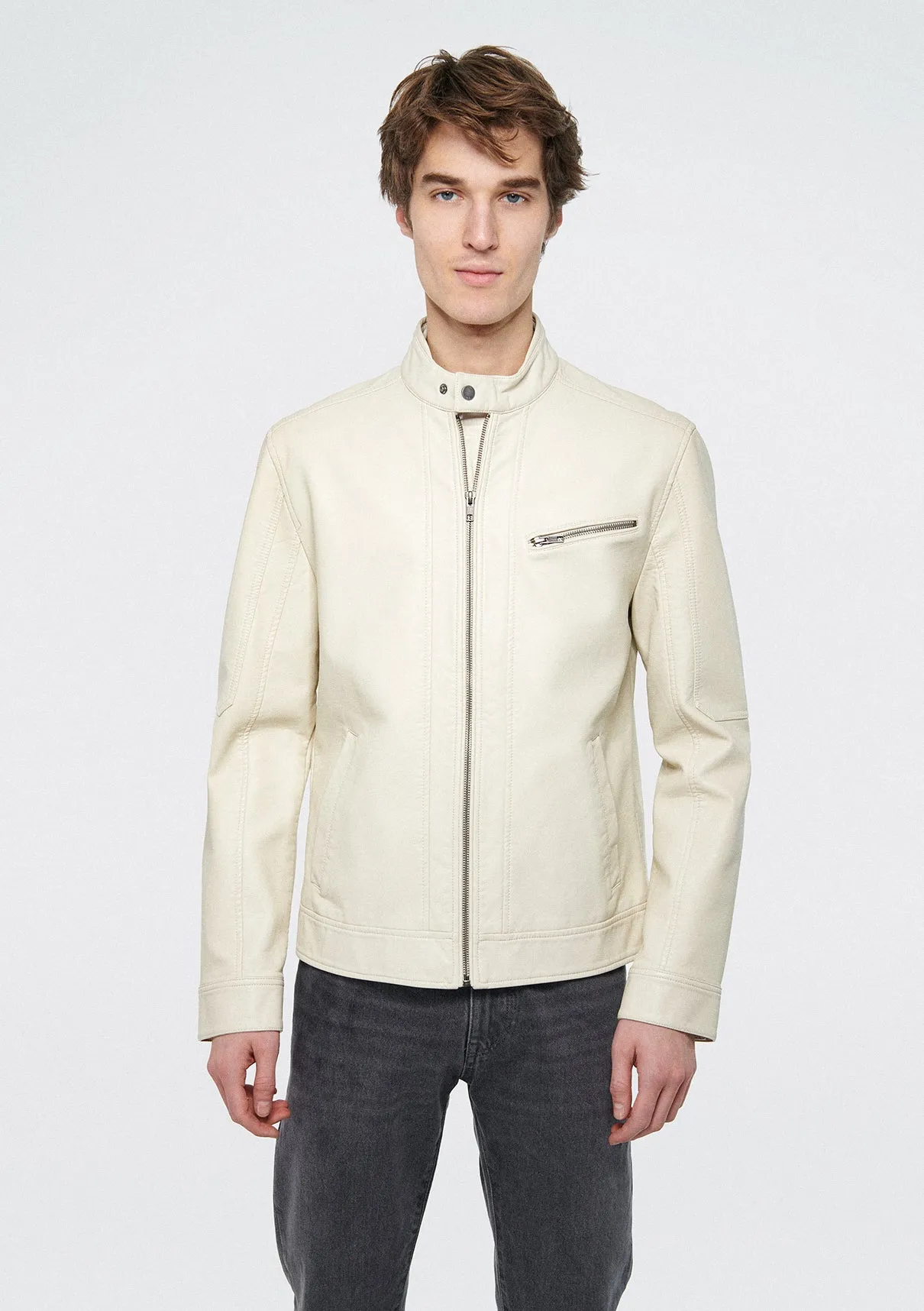 Beige Biker Jacket