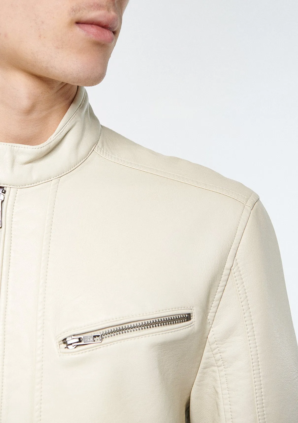 Beige Biker Jacket