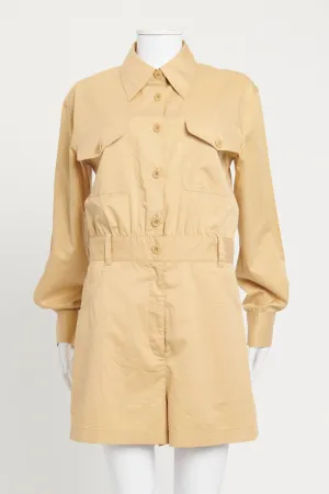 Beige Cotton Long Sleeve Preowned Playsuit