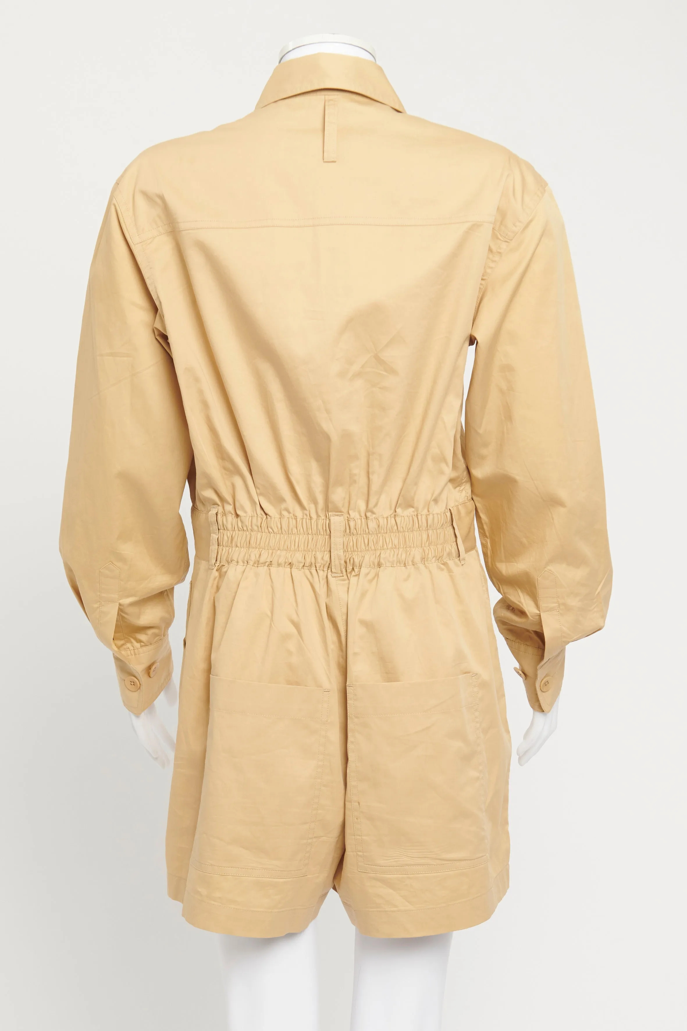 Beige Cotton Long Sleeve Preowned Playsuit