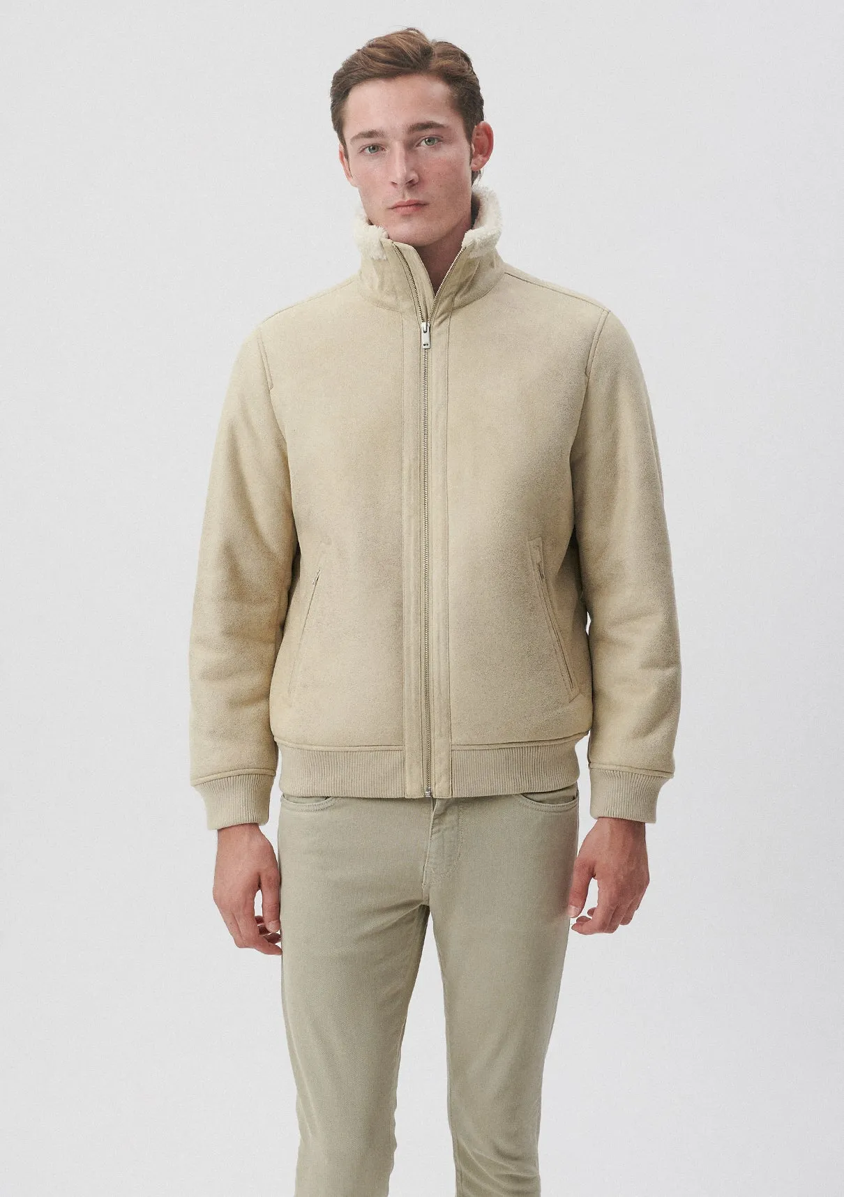 Beige Faux Jeather Jacket