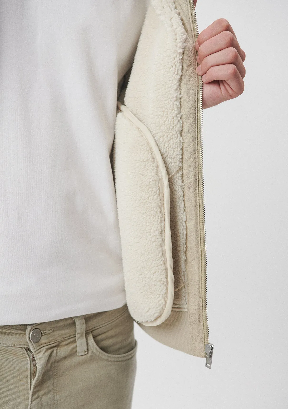 Beige Faux Jeather Jacket