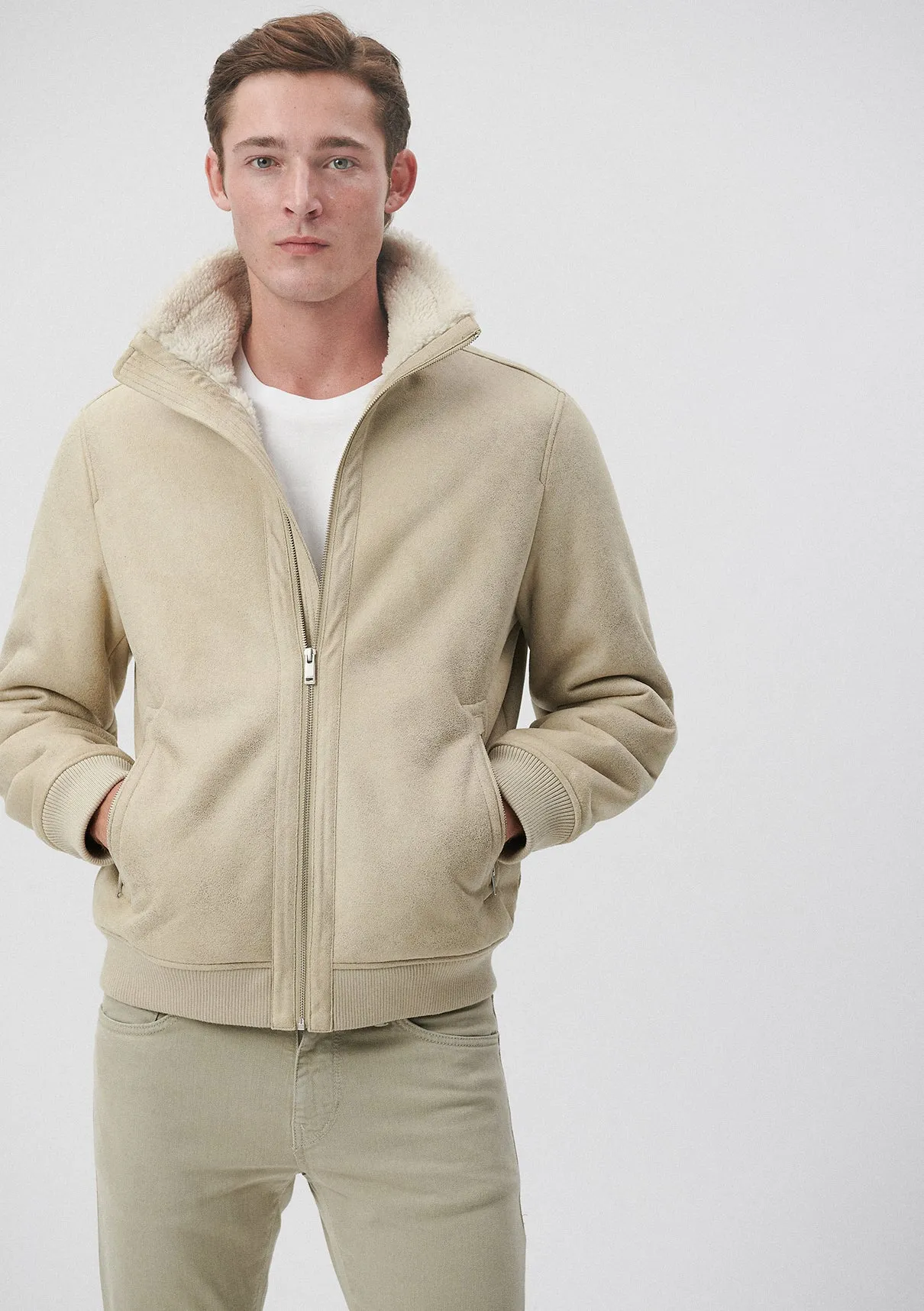 Beige Faux Jeather Jacket