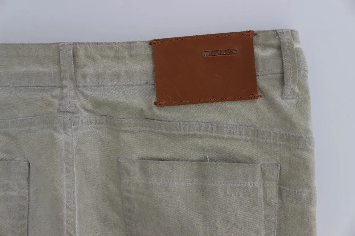 Beige Wash Cotton Slim Skinny Fit Jeans