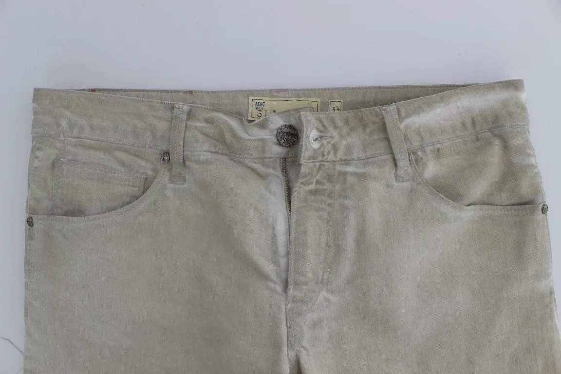 Beige Wash Cotton Slim Skinny Fit Jeans