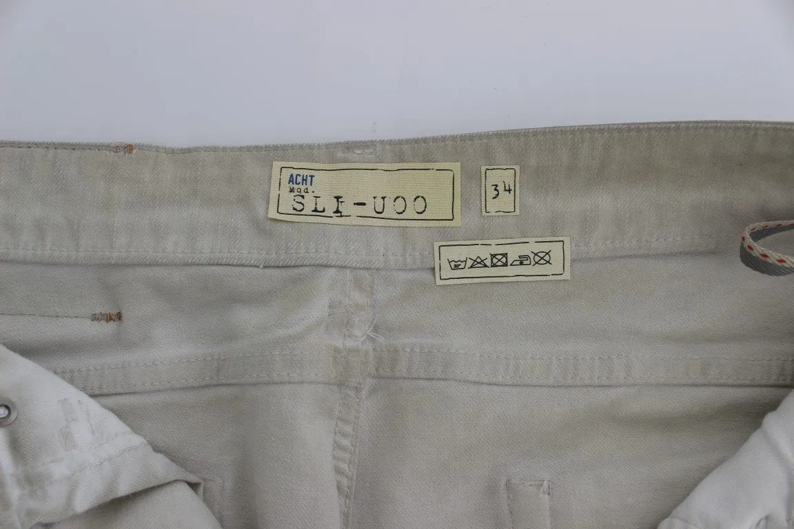 Beige Wash Cotton Slim Skinny Fit Jeans