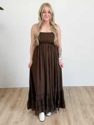 Belinda Halter Neck Maxi Dress in Mocha
