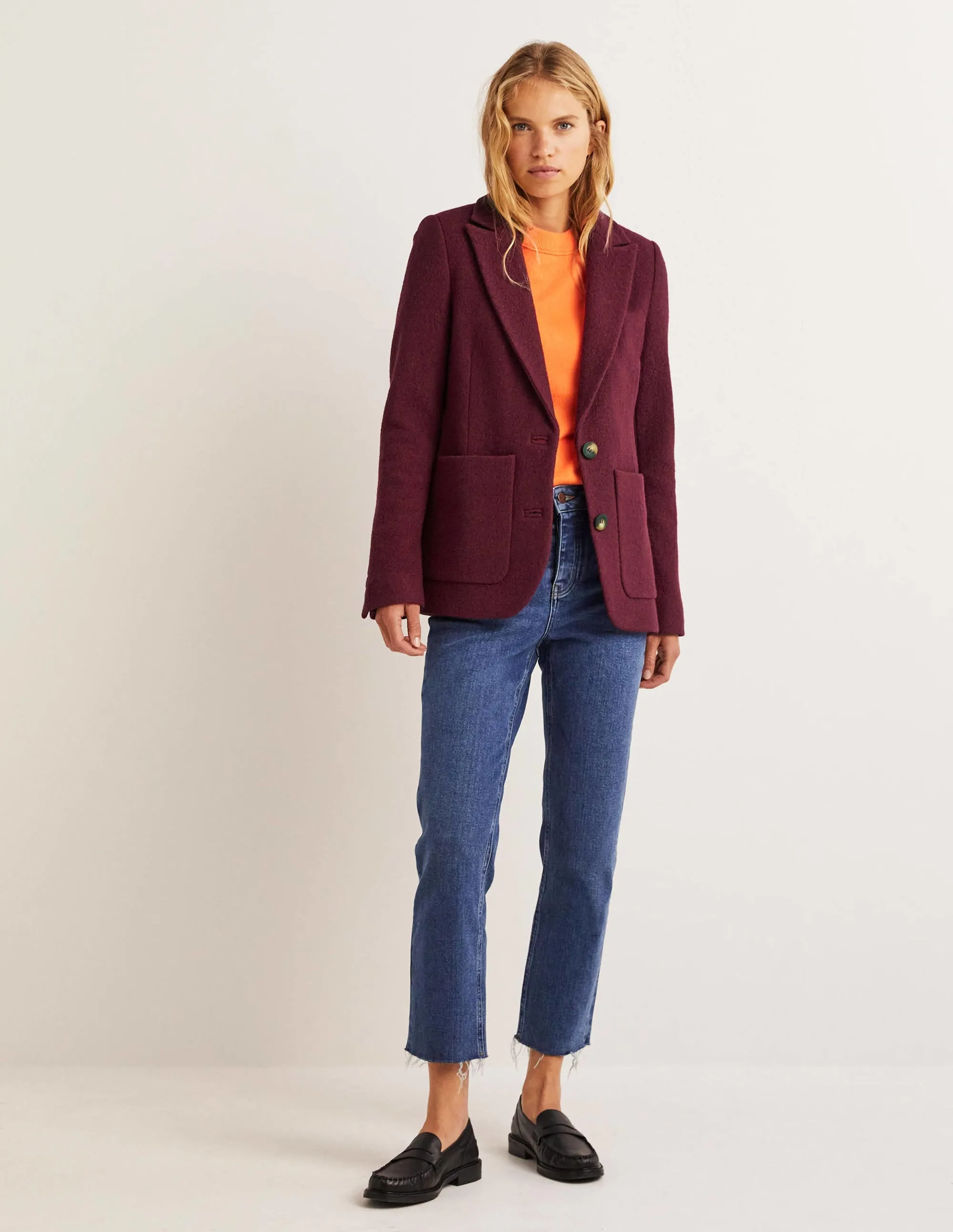 Bella Textured Wool Blazer-Mulled Wine