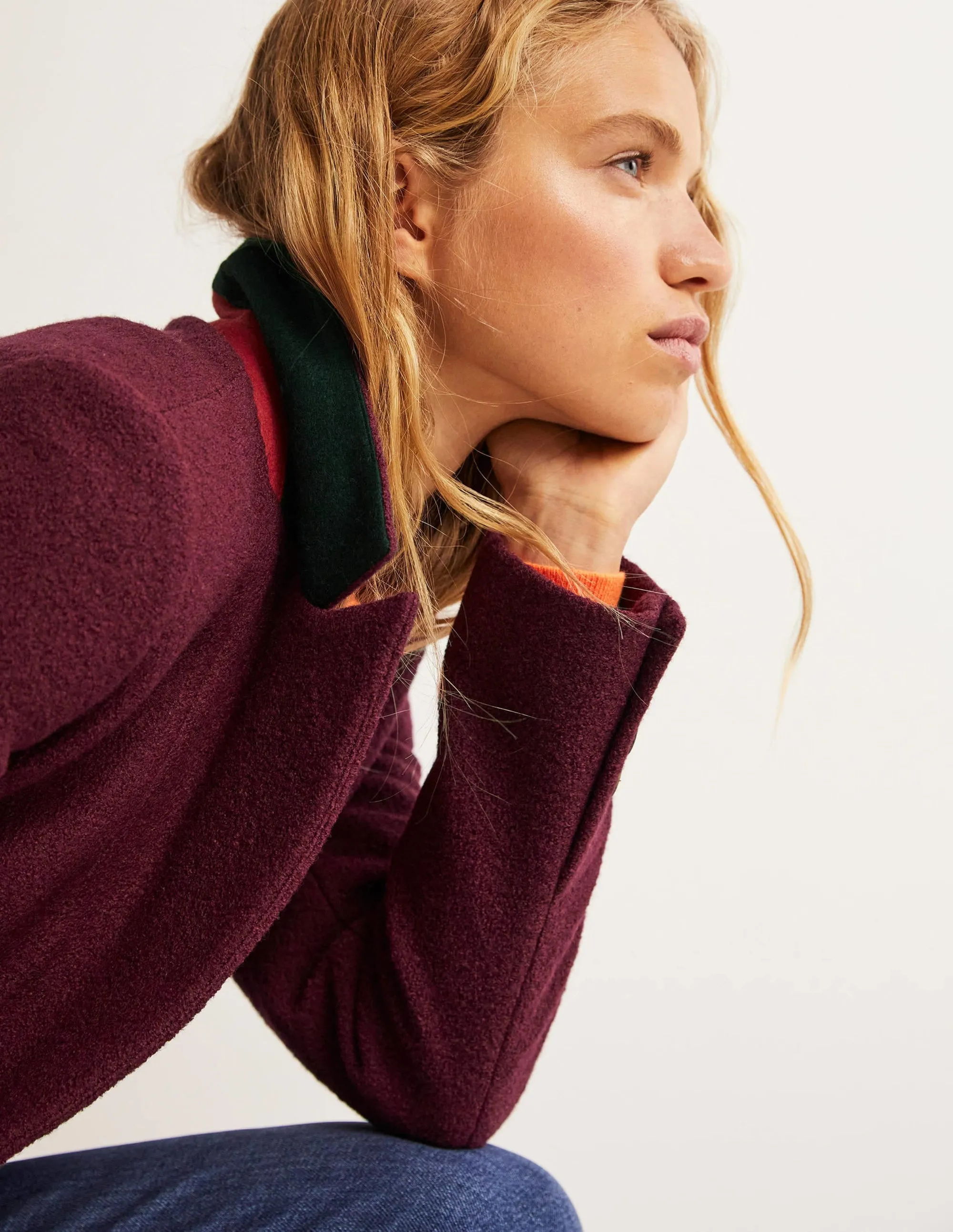 Bella Textured Wool Blazer-Mulled Wine