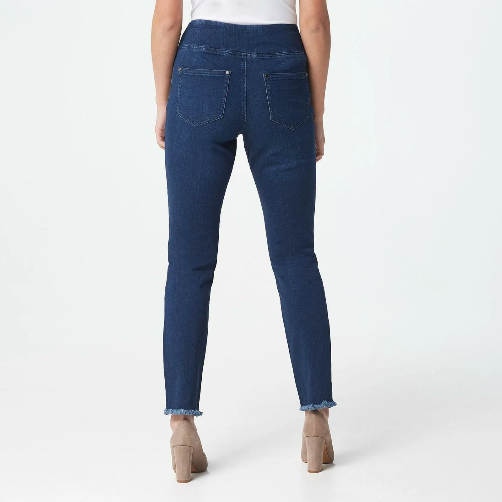 Belle by Kim Gravel Women's TripleLuxe Denim Front Slit Jeggings