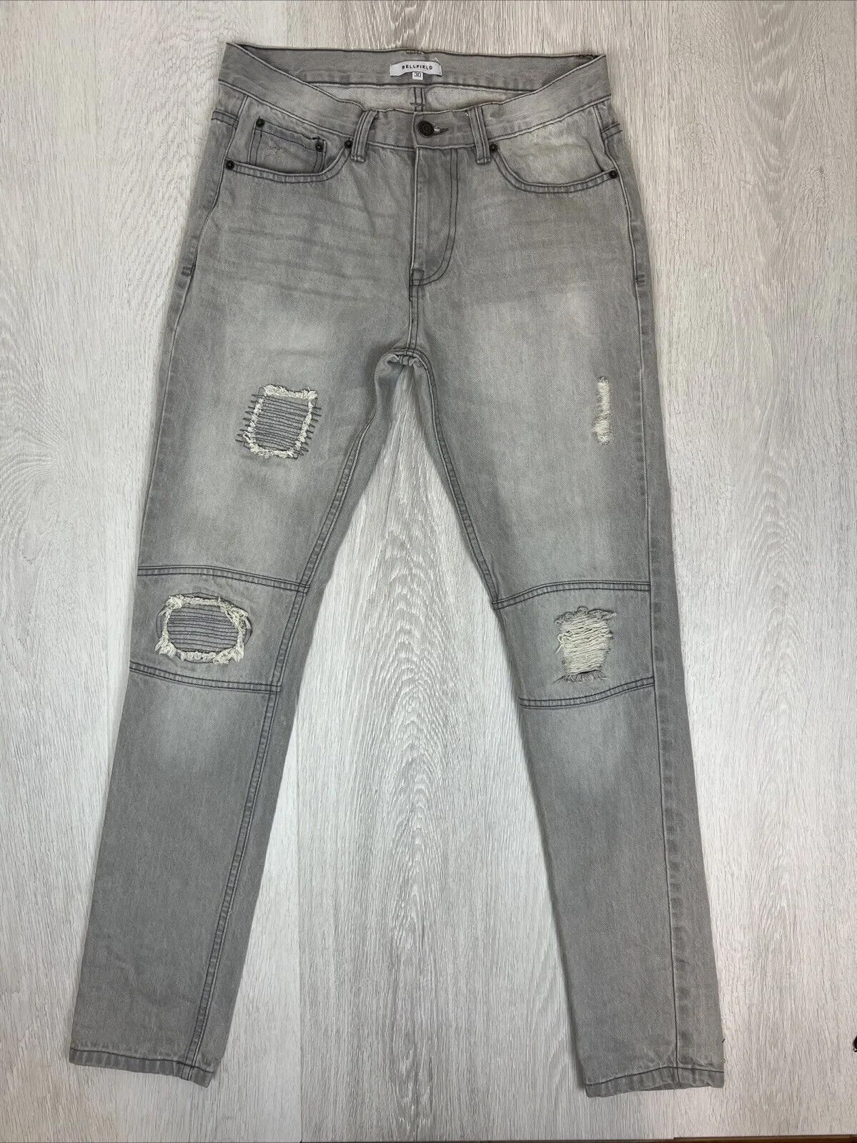 Bellfield Mens Grey Skinny Jeans Size 30